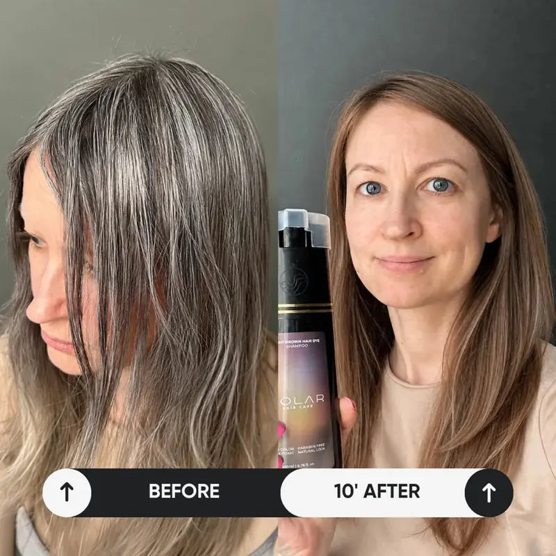 Before and after with Polar Light Brown
