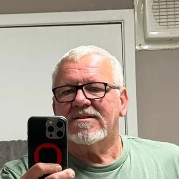 Ron B. before: white hair and goatee
