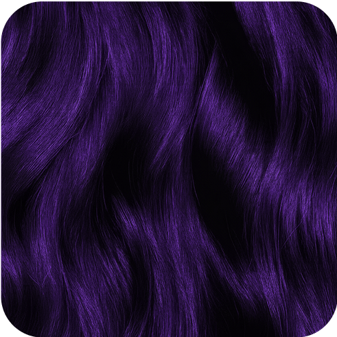 Close-up of vibrant purple hair with a dark background